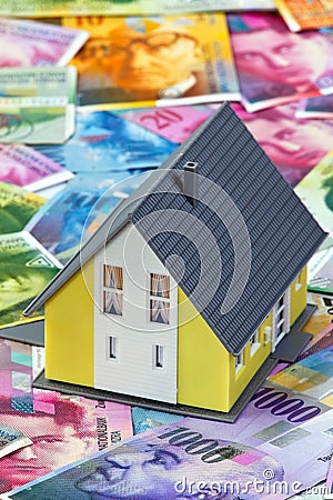 Financing a house in Swiss francs Stock Photo