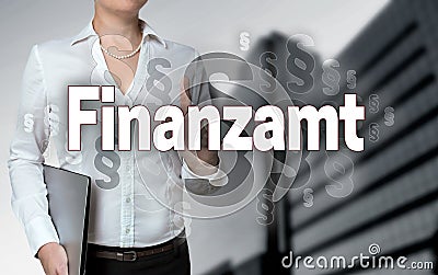 Finanzamt in german Financial authority touchscreen is operate Stock Photo