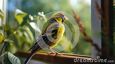 A Finch's Perspective: From Perch to Perch Stock Photo
