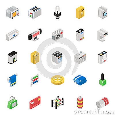 Home Appliance Isometric Vectors Pack Vector Illustration