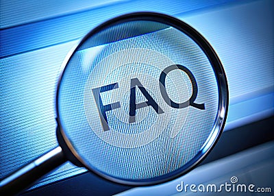 Find the Answer Quickly A Magnifying Glass Focuses on the Perfect FAQ Solution on Your Computer Screen Stock Photo