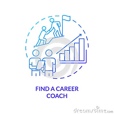 Find career coach blue gradient concept icon Vector Illustration