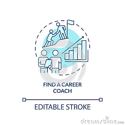 Find career coach turquoise concept icon Vector Illustration