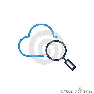 Find Cloud Logo Icon. Line art vector Vector Illustration