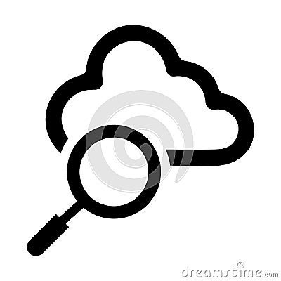 Find, cloud search black icon Vector Illustration