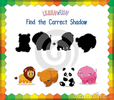 Find the correct Animals shadow Vector Illustration