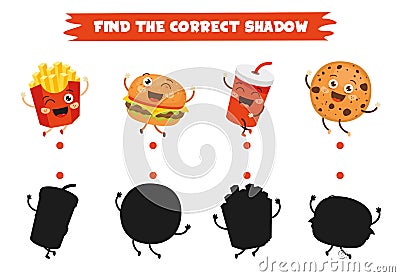 Find The Correct Shadow Activity Vector Illustration