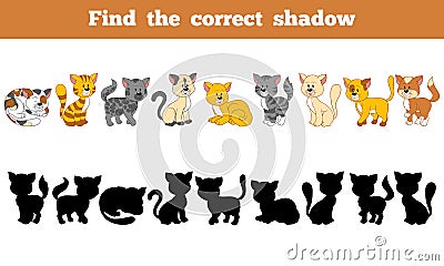 Find the correct shadow (cats) Vector Illustration