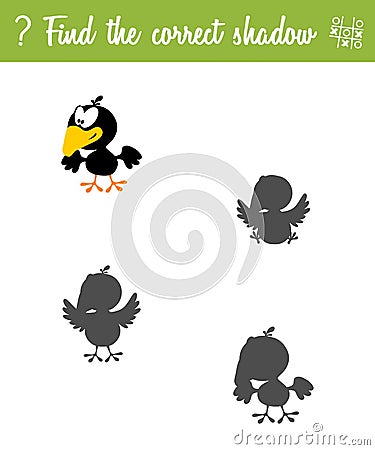 Find the correct shadow. Education game for children Vector Illustration