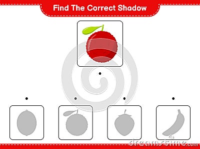 Find the correct shadow. Find and match the correct shadow of Yumberry. Educational children game Vector Illustration