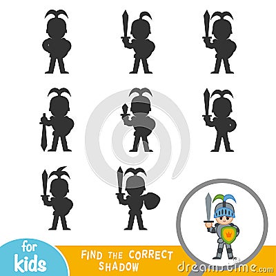 Find the correct shadow, game for children, Knight Vector Illustration