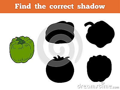 Find the correct shadow (green pepper) Vector Illustration