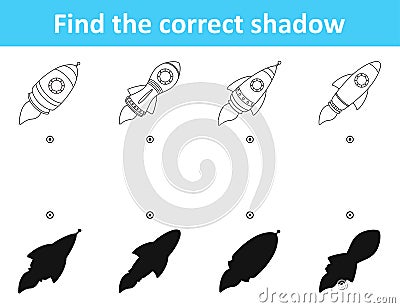 Find the correct shadow rocket among differences Stock Photo