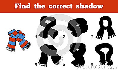 Find the correct shadow, scarf with stripes Vector Illustration