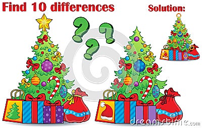 Find differences Christmas theme Vector Illustration