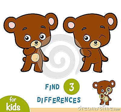 Find differences, education game, Bear Vector Illustration