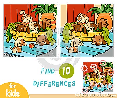 Find differences education game, Six dogs Vector Illustration