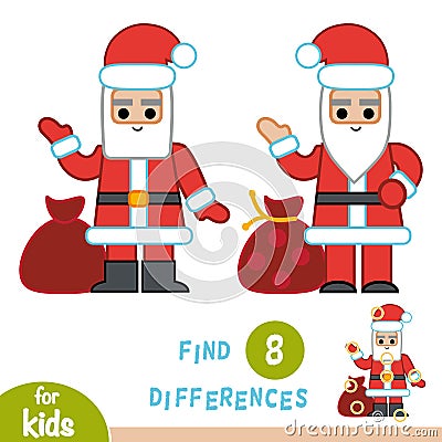 Find differences, education game, Santa Claus Vector Illustration