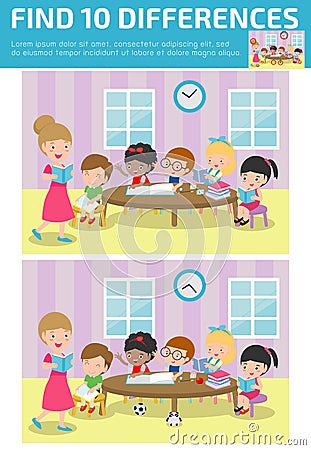 Find differences, Game for kids ,find differences, Brain games, children game, Educational Game for Preschool Children,Vector Vector Illustration