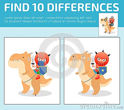 Find differences,Game for kids ,find differences,Brain games, children game, Educational Game for Preschool Children, Vector Illus Vector Illustration