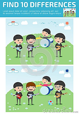 Find differences,Game for kids ,find differences,Brain games, children game, Vector Illustration