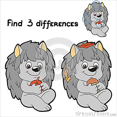 Find 3 differences (hedgehog) Vector Illustration