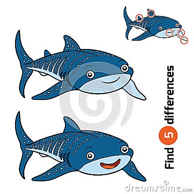 Find differences, Whale shark Vector Illustration