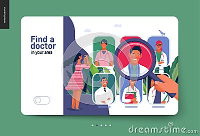 Find a doctor - medical insurance template Vector Illustration
