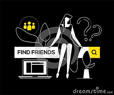 Find friends - modern colorful flat design style illustration Vector Illustration