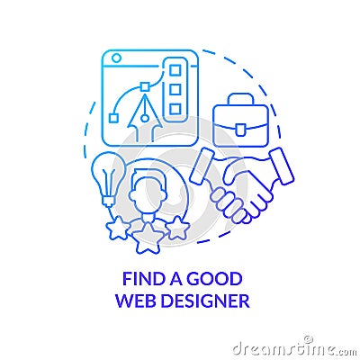 Find good web designer blue gradient concept icon Vector Illustration