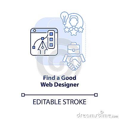 Find good web designer light blue concept icon Vector Illustration