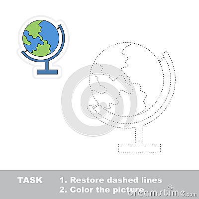 Find hidden globe restoring dashed line Vector Illustration