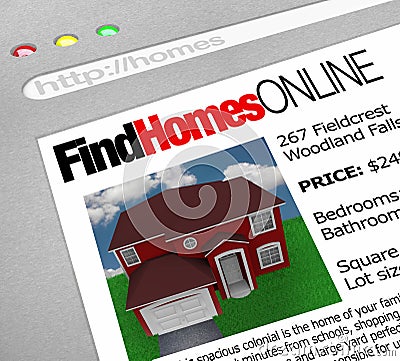 Find Homes Online - Web Screen Stock Photo