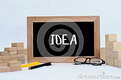 Find IDEA for business concept or business strategy to get best goal on good vision and mission in business target. IDEA text on Stock Photo