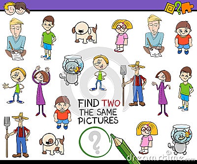 Find identical pictures game Vector Illustration