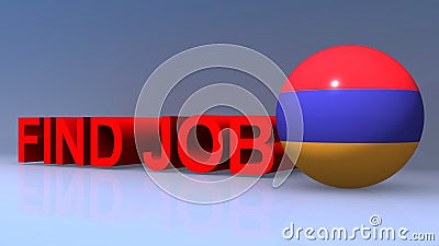 Find job with Armenia flag on blue Stock Photo