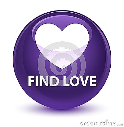 Find love glassy purple round button Cartoon Illustration