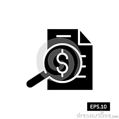 Find Money Document Icon, Find Money Document Sign/Symbol Vector Illustration