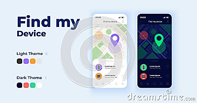 Find my device cartoon smartphone interface vector templates set Vector Illustration