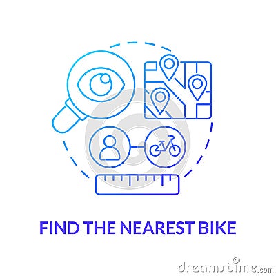 Find nearest bike blue gradient concept icon Vector Illustration
