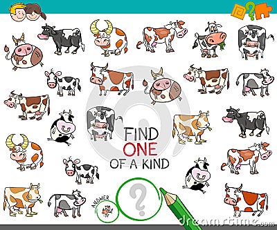 Find one of a kind with cow characters Vector Illustration