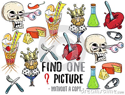 Find one picture educational game Vector Illustration