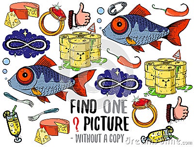 Find one picture educational game Vector Illustration