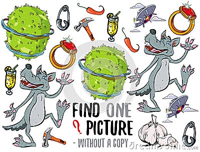 Find one picture educational game Vector Illustration