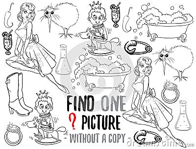 Find one picture educational game Vector Illustration