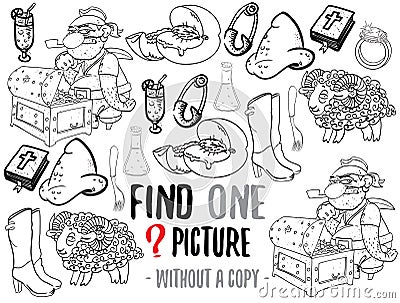 Find one picture educational game Vector Illustration