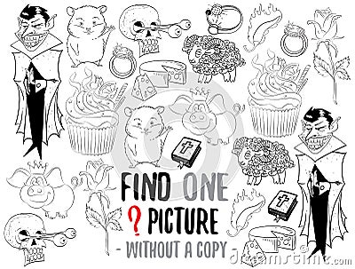 Find one picture educational game Vector Illustration