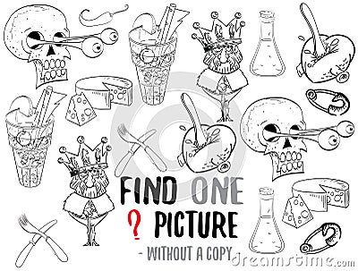 Find one picture educational game Vector Illustration