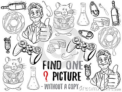 Find one picture educational game Vector Illustration