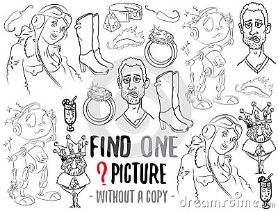 Find one picture educational game Vector Illustration